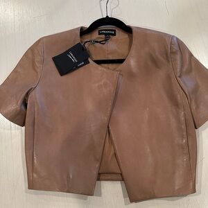Lamarque short sleeve leather jacket
